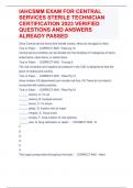 IAHCSMM EXAM FOR CENTRAL SERVICES STERILE TECHNICIAN CERTIFICATION 2023 VERIFIED QUESTIONS AND ANSWERS ALREADY PASSED