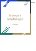 Performance of an Existing Duty Essay Plan