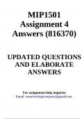 MIP1501 Assignment 4 Answers (816370)