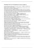 Psychology Unit 3 & 4 VCE Questions & Answers Graded A&plus;
