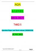 AQA A LEVEL BIOLOGY 7402&sol;1 Question Paper and Mark scheme &lbrace;MERGED&rcub; JUNE 2022