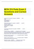 MCN 374 Peds Exam 2 Questions and Correct Answers