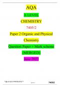 AQA A LEVEL CHEMISTRY 7405&sol;2 Paper 2 Organic and Physical Chemistry  Question Paper &plus; Mark scheme &lbrace;MERGED&rcub; June 2022