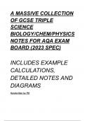 A MASSIVE COLLECTION OF GCSE TRIPLE SCIENCE BIOLOGY/CHEM/PHYSICS NOTES FOR AQA EXAM BOARD (2023 SPEC)