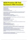 HESI Practice OB Test Questions With Answers
