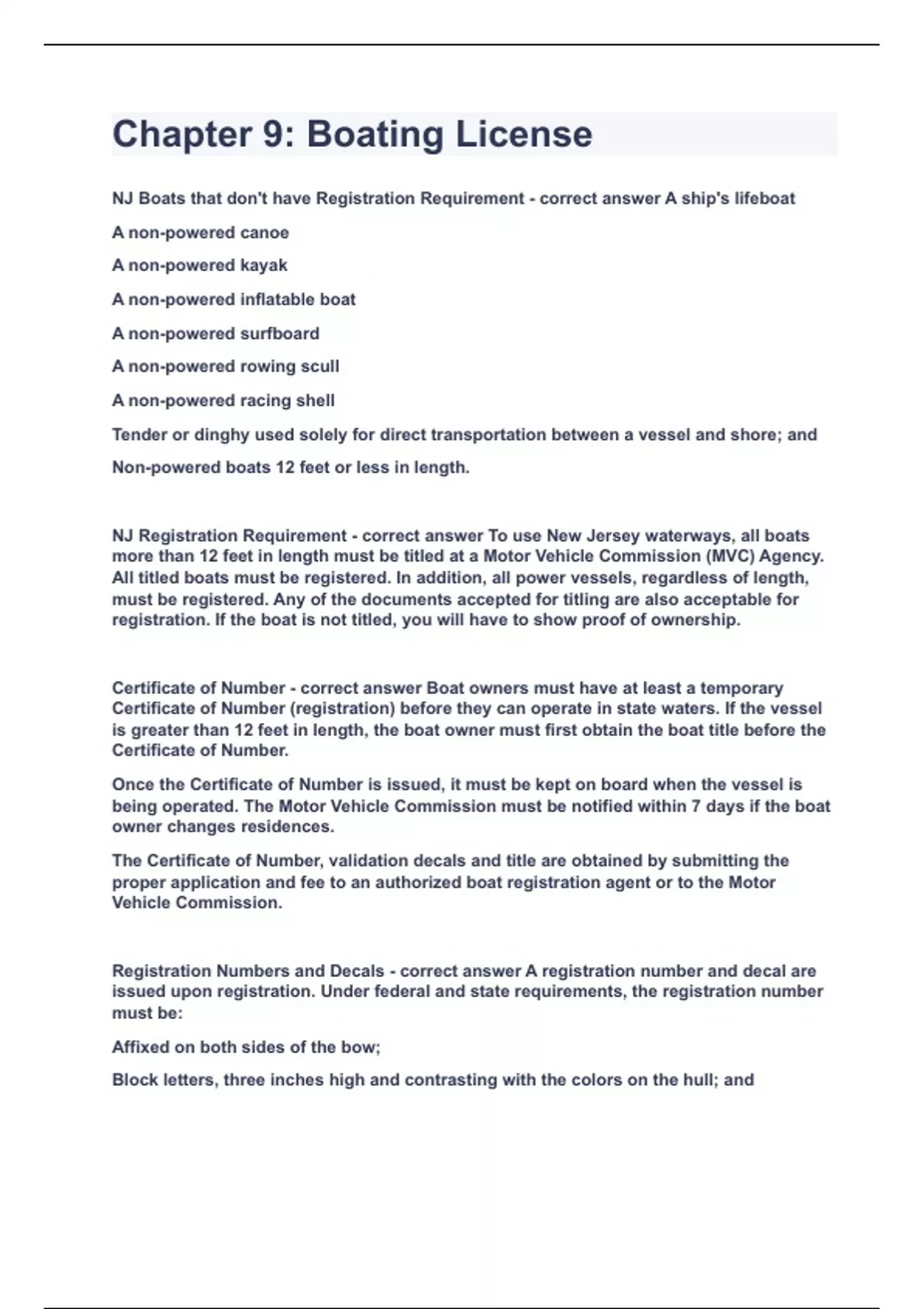 Chapter 9 Boating License2023 LATEST UPDATEGUARANTEED SUCCESS