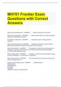 MH701 Frontier Exam Questions with Correct Answers