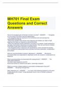 MH701 Final Exam Questions and Correct Answers 