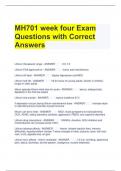 Bundle For MH701 Exam Questions with All Correct Answers
