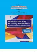 Test Bank - Understanding Nursing Research Building an Evidence-Based Practice 7th Edition By Susan K. Grove, Jennifer R. Gray| All Chapters, Complete Guide 2023|