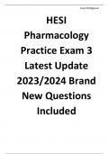 HESI Pharmacology Practice Exam 3 Latest Update   Brand New Questions Included 2023/2024