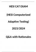 HESI CAT EXAM (HESI Computerized Adaptive Testing) 2023/2024 Q&A with Rationales