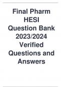 Final Pharm HESI Question Bank 2023&sol;2024 Verified Questions and Answers
