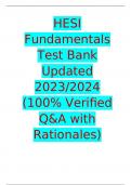 HESI Fundamentals Test Bank Updated 2023/2024 (100% Verified Q&A with Rationales)