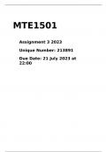 MTE1501 ASSIGNMENT 3 2023 