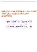 ATI TEAS 7 Reading Actual Test 2023-2024 QUESTIONS AND ANSWERS 