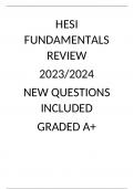 HESI FUNDAMENTALS REVIEW 2023/2024 NEW QUESTIONS INCLUDED GRADED A+