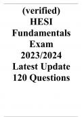 (verified) HESI Fundamentals Exam (V5) 2023/2024 Latest Update 120 Questions