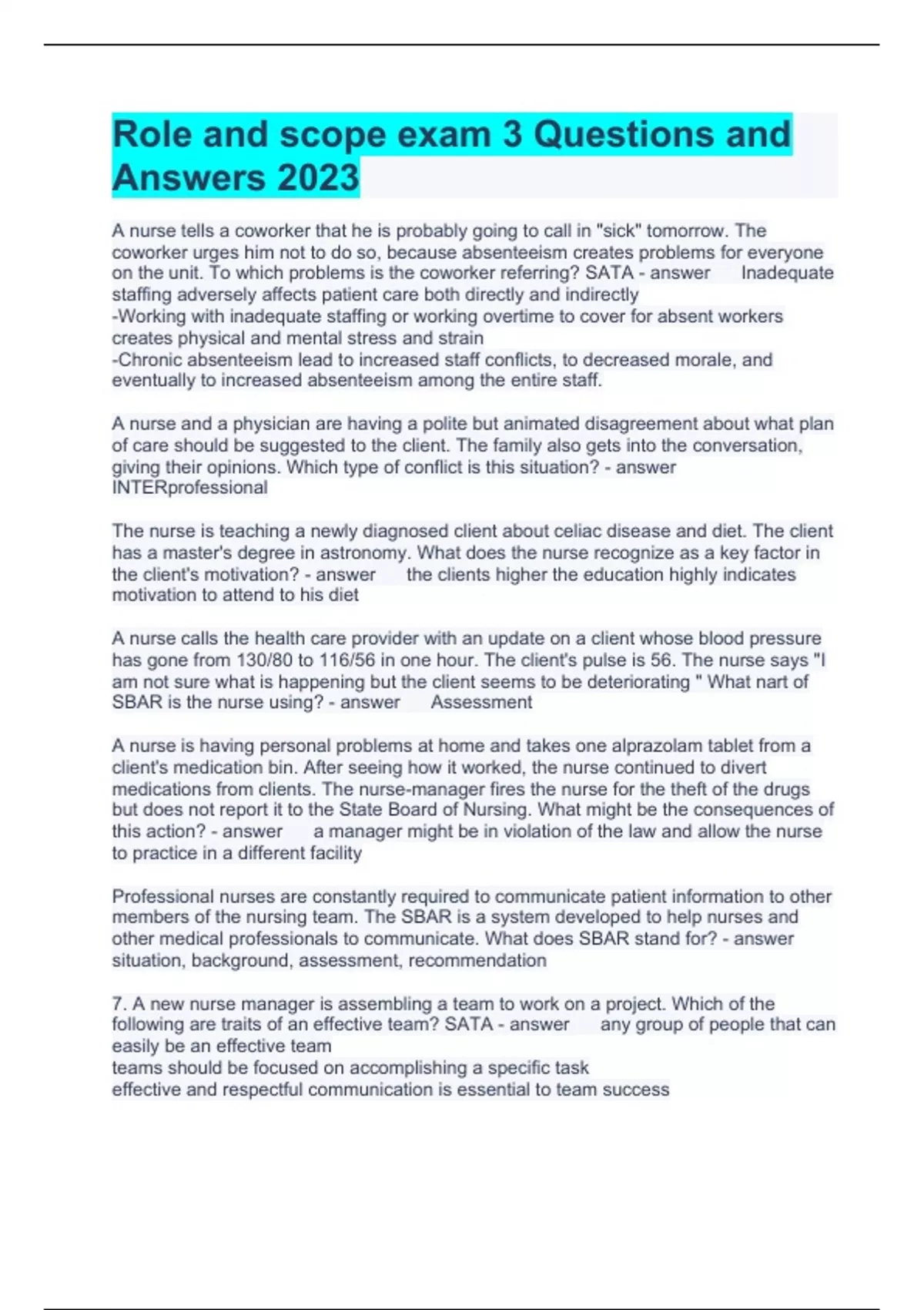 Role and scope exam 3 Questions and Answers 2023 Role and scope Stuvia NL