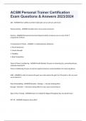 ACSM Personal Trainer Certification Exam Questions & Answers 2023&sol;2024