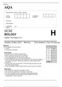 AQA GCSE BIOLOGY Higher Tier&Tab;Paper 1H MAY 2023 QUESTION PAPER