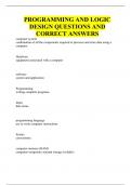 PROGRAMMING AND LOGIC DESIGN QUESTIONS AND CORRECT ANSWERS
