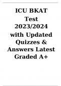 ICU BKAT  Test 2023/2024 with Updated Quizzes & Answers Latest Graded A+