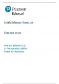 pearson edexcel Summer 2022  mathematics mechanics  Mark Scheme (Results)