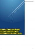 Mark Klimek&rsquo;s Lecture 1 to 12 &lbrack;summaries&comma; questions with answers elaborated&rsqb; rated 100&percnt;