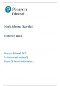 Pearson Edexcel  Summer 2022 Paper 01 Pure Mathematics 1 markscheme