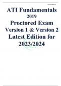 ATI Fundamentals 2019 Proctored Exam Version 1 & Version 2 Latest Edition for 2023/2024