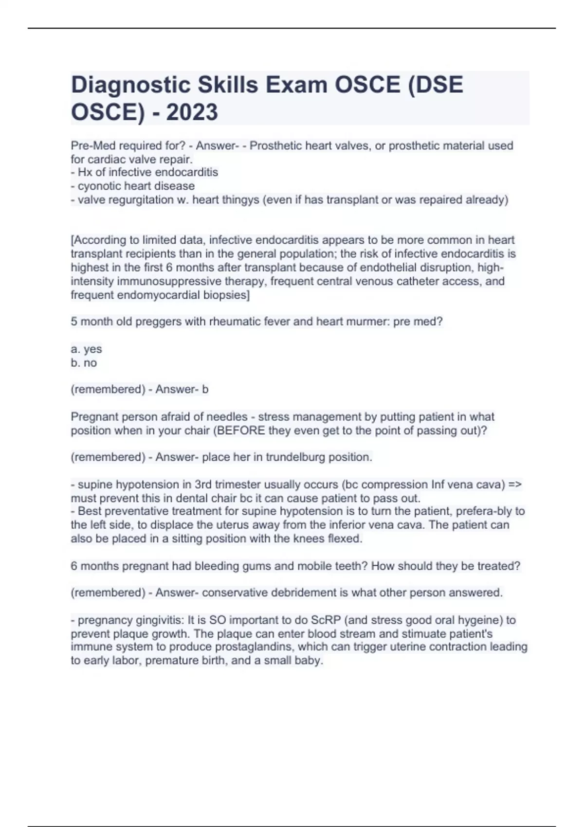 Diagnostic Skills Exam OSCE (DSE OSCE) 2023 OSCE Stuvia US