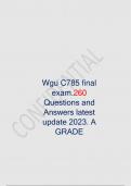 Wgu C785 final exam.260 Questions and  Answers latest  update 2023. A GRADE