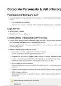 Corporate Personality - Veil of Incorporation