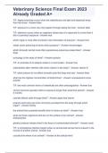 Veterinary Science Final Exam 2023 Already Graded A&plus;