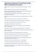 Veterinary Science Final Study Guide With Completed Answers&period;