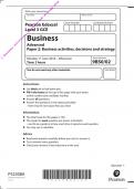 	Edexcel A Level 2018 Business Paper 2 | Business activities, decisions and strategy|9BS0/02