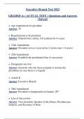 Executive Branch Test 2023 GRADED A+ (ACTUAL TEST ) Questions and Answers  (Solved)