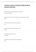 Veterinary Science&colon; Final Exam With Complete Solutions&period;