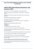 ADEX DSE REMEMBERED QUESTIONS AND ANSWERS LATEST 2023