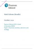 Edexcel A Level 2020 Business Paper 2 | Mark Scheme | Business activities, decisions and strategy|9BS0/02
