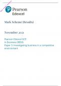 &Tab;Edexcel A Level 2021 Business Paper 3 Mark Scheme &vert; Investigating business in a competitive Environment&vert;9BS0&sol;03