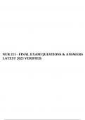NUR 211 - FINAL EXAM QUESTIONS & ANSWERS LATEST 2023 VERIFIED.