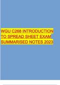 WGU C268 INTRODUCTION TO SPREAD SHEET EXAM SUMMARISED NOTES 2023