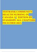TESTBANK COMMUNITY HEALTH NURSING IN CANADA 3rd EDITION BY STANHOPE ALL CHAPTERS INCLUDED 2023&period;