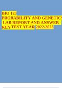 BIO 123 PROBABILITY AND GENETICS LAB REPORT AND ANSWER KEY TEST YEAR 2022&sol;2023