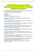 WGU D080 Managing in a Global Business Environment Exam – Complete Questions & Answers