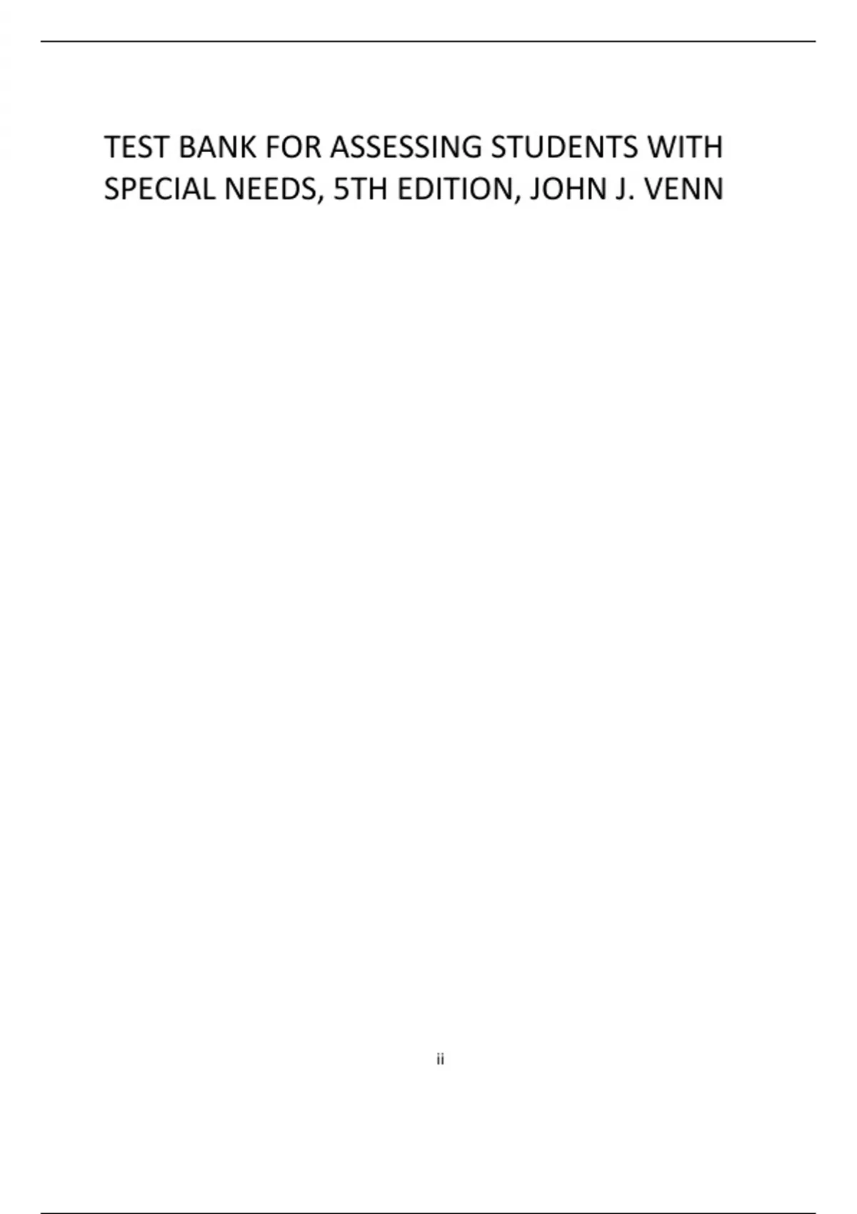 TEST BANK FOR ASSESSING STUDENTS WITH SPECIAL NEEDS, 5TH EDITION, JOHN