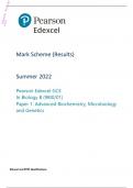 Edexcel A Level 2022 Biology B PAPER 1: Advanced Biochemistry, Microbiology and Genetics Mark Scheme