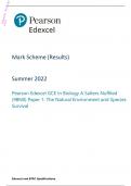 Edexcel A Level 2022 Biology A (Salters Nuffield) PAPER 1: The Natural Environment and Species Survival Mark Scheme